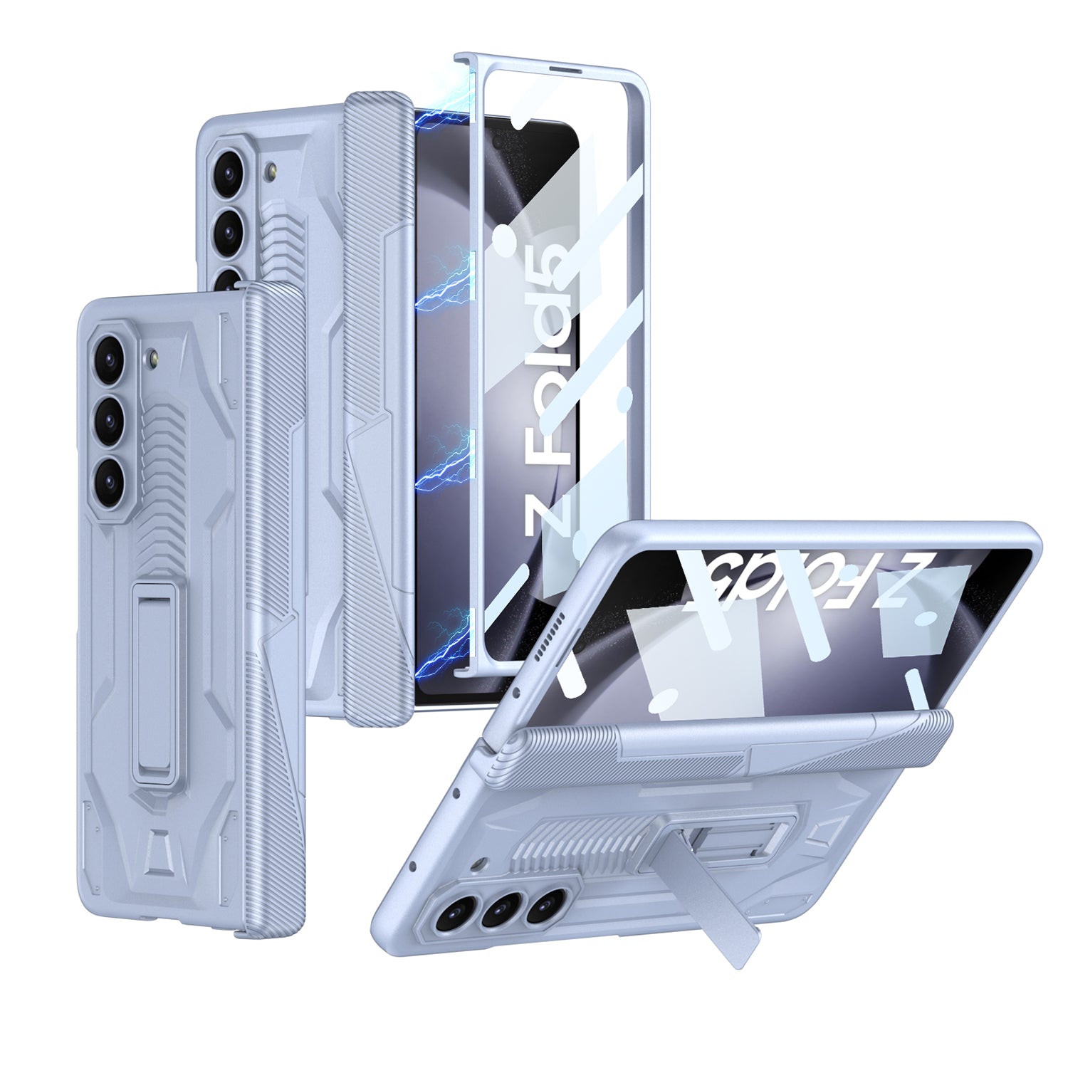 GKK Armor PC Phone Case for Samsung Galaxy Z Fold5 5G Kickstand Phone Shell with Tempered Glass Screen Film GKK Armor PC Phone Case for Samsung Galaxy Z Fold5 5G Kickstand Phone Shell with Tempered Glass Screen Film